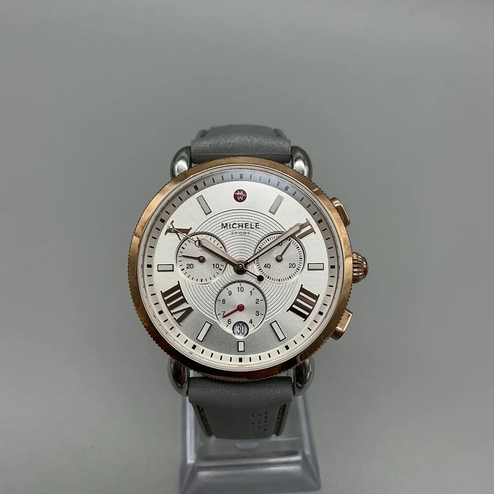 Michele Sport Sail Womens Watch 38mm Two Tone Chronograph Date New Battery